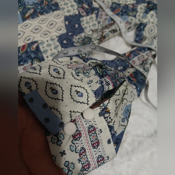 Listicle Blue and White Patterned Mexi Dress - Picture 6 of 6